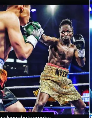 Godfrey competing in a professional boxing match